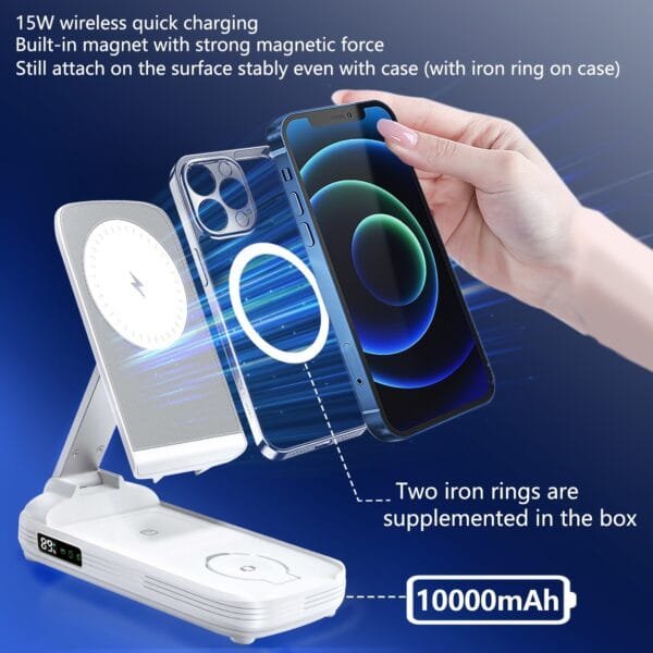 Three-in-one Magsafe Wireless Fast Charging Folding Power Bank - Image 6