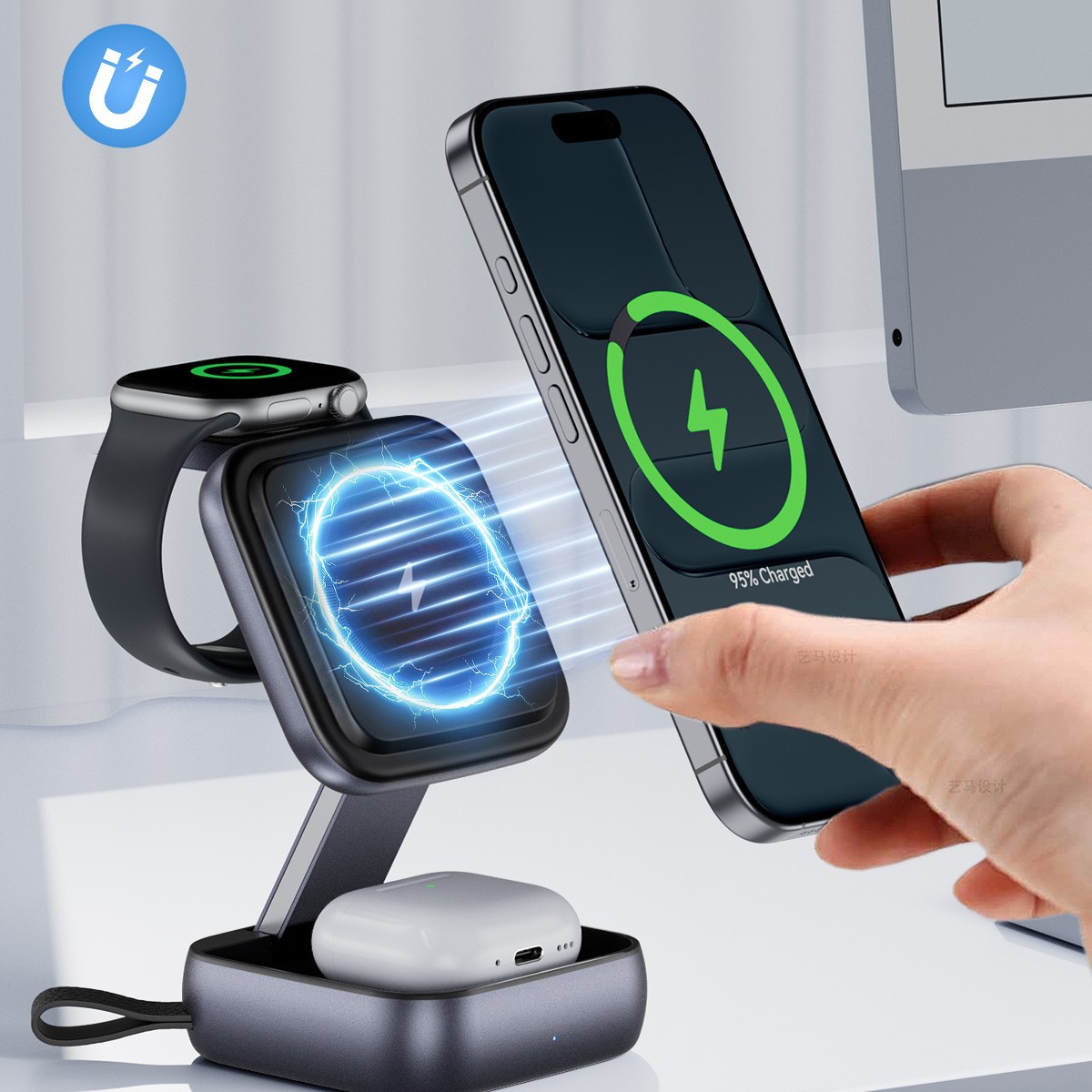 Desktop Multi-Function Folding Stand With Strong Magnetic Wireless - Image 4