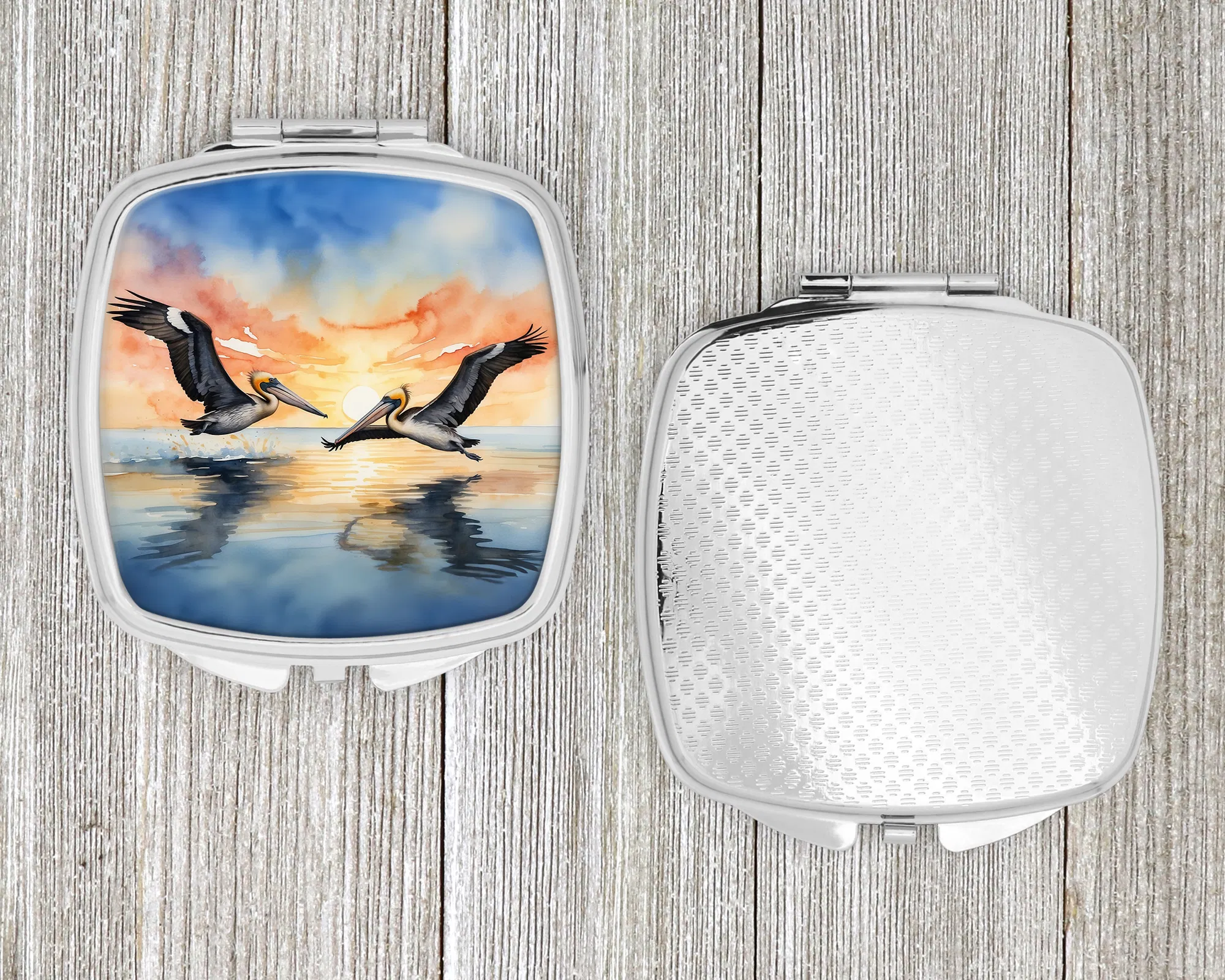 Pelicans Flying Compact Mirror Decorative Travel Makeup Mirror for - Image 4