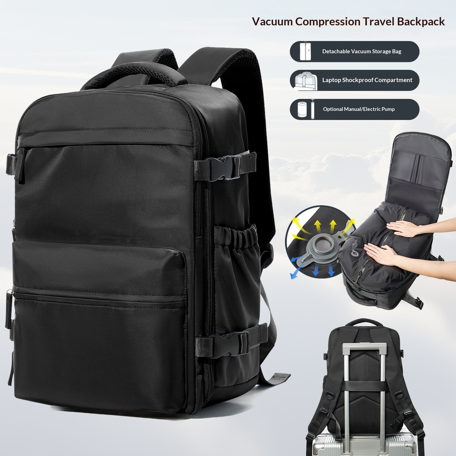 Vacuum Compression Backpack, Budget Airline Boarding Travel Bag - Image 4