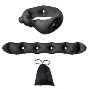 Inflatable neck pillow, adjustable in softness, made of
