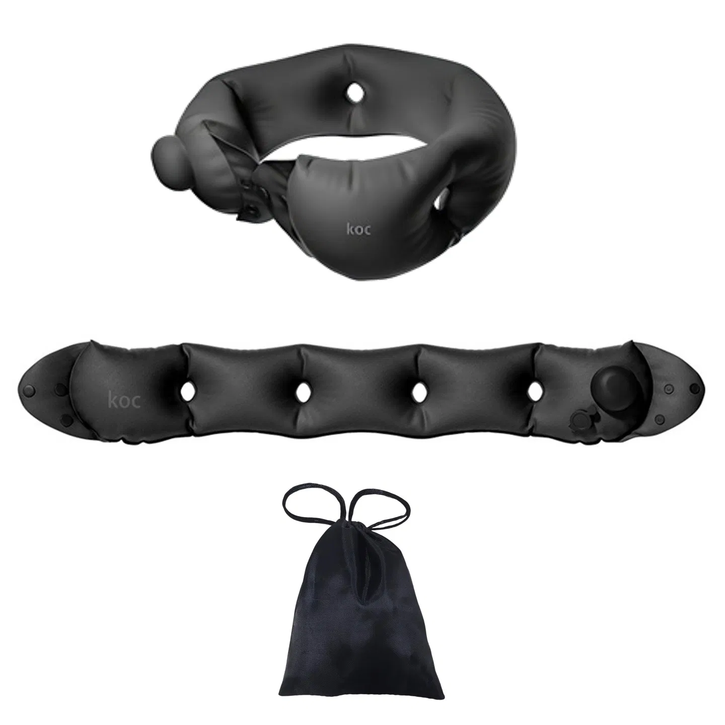 Inflatable neck pillow, adjustable in softness, made of