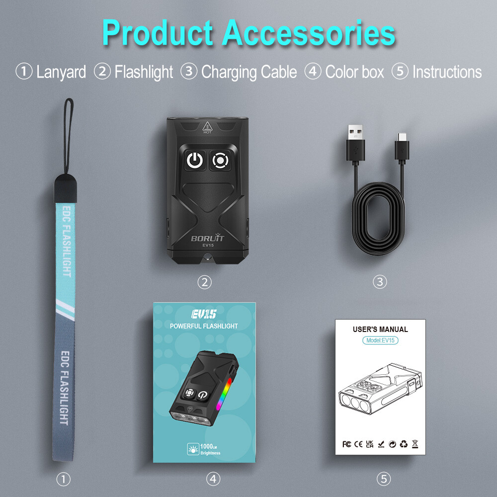 Boruit Ev15 Mini Light Rechargeable Torch EDC Work Lamp Keychain - Image 6