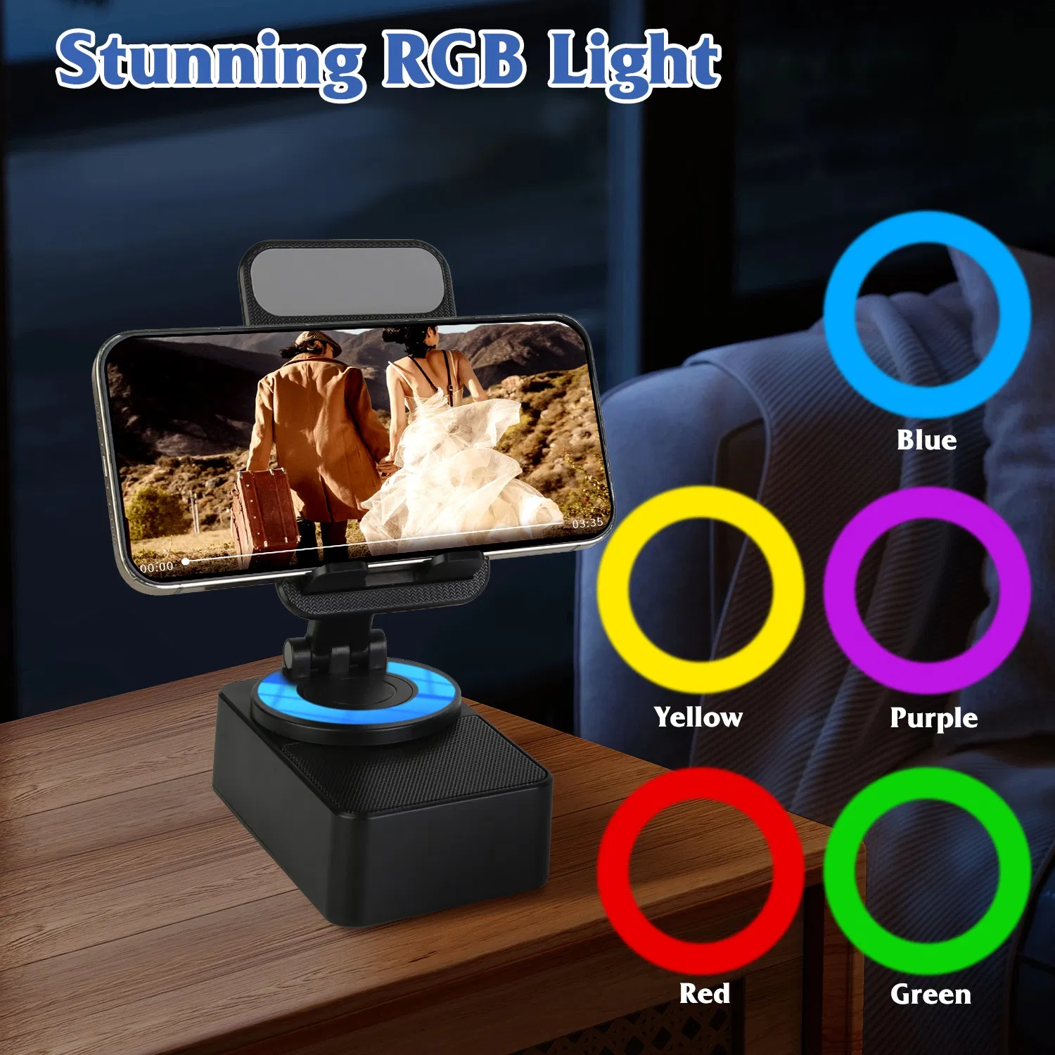 1Pc 4 In 1 Foldable Wireless Speaker Phone Stand With Power Bank - Image 8