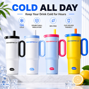 26oz Insulated Tumbler With Handle & Straw, Stainless Steel Cold