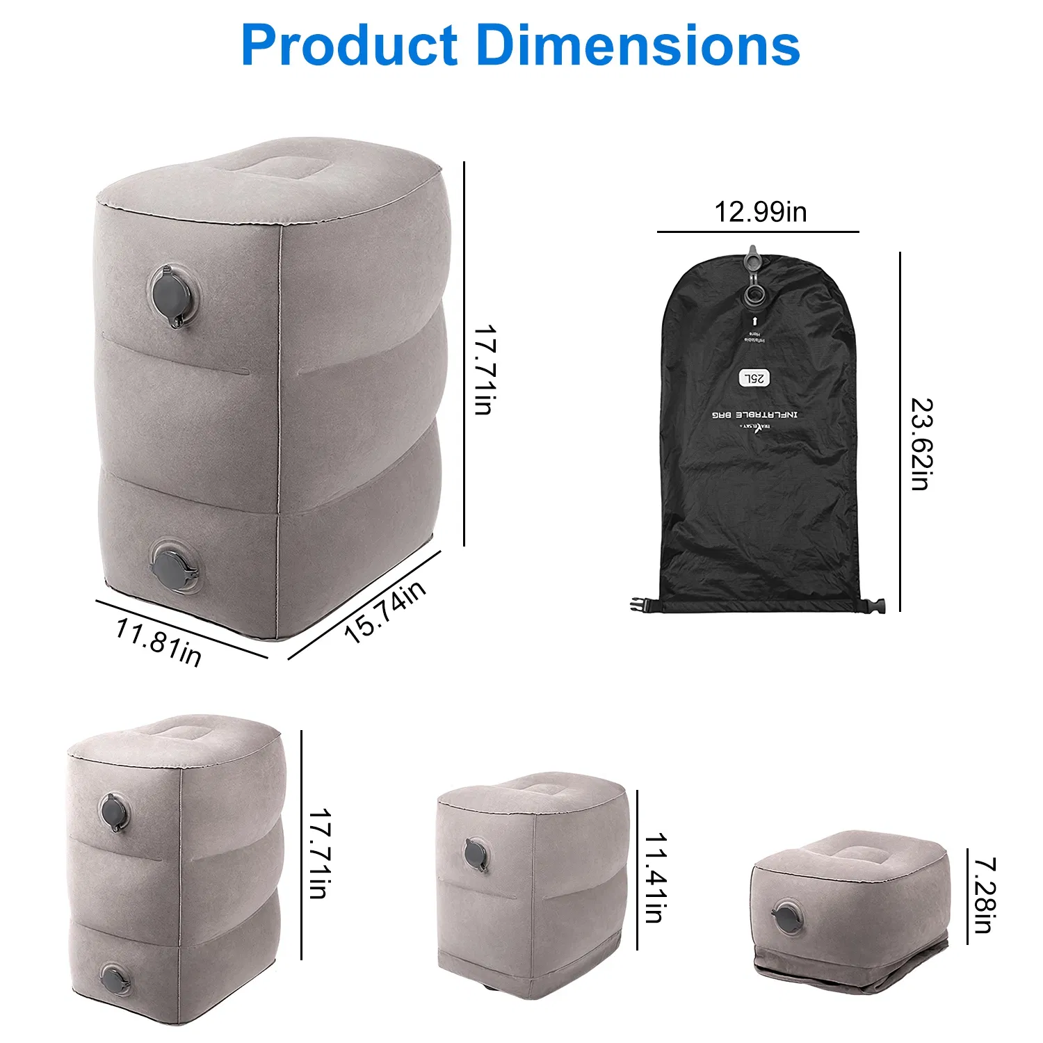 Inflatable Foot Rest Pillow for Travel - Leg Care Cushion to - Image 3