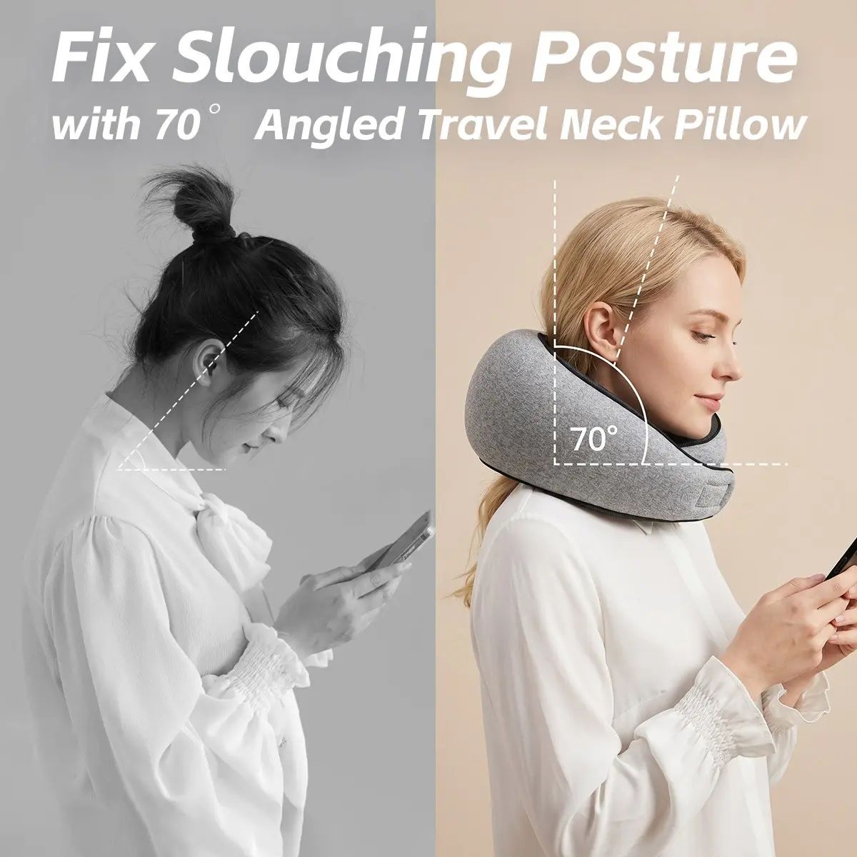 Memory Foam Travel Neck Pillow, U-Shaped Support With Anti-Head - Image 4
