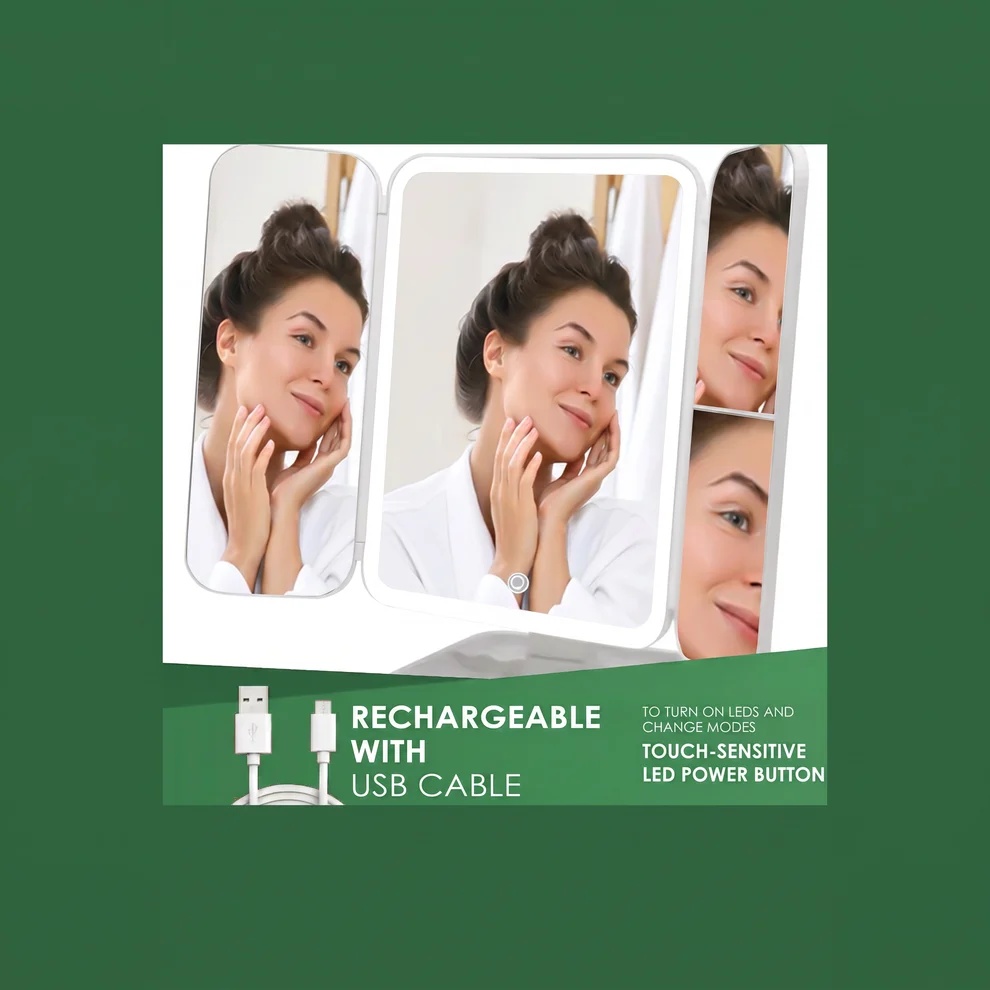 Rechargeable LED Makeup Mirror With 3 Light Modes, 2x-3x - Image 7