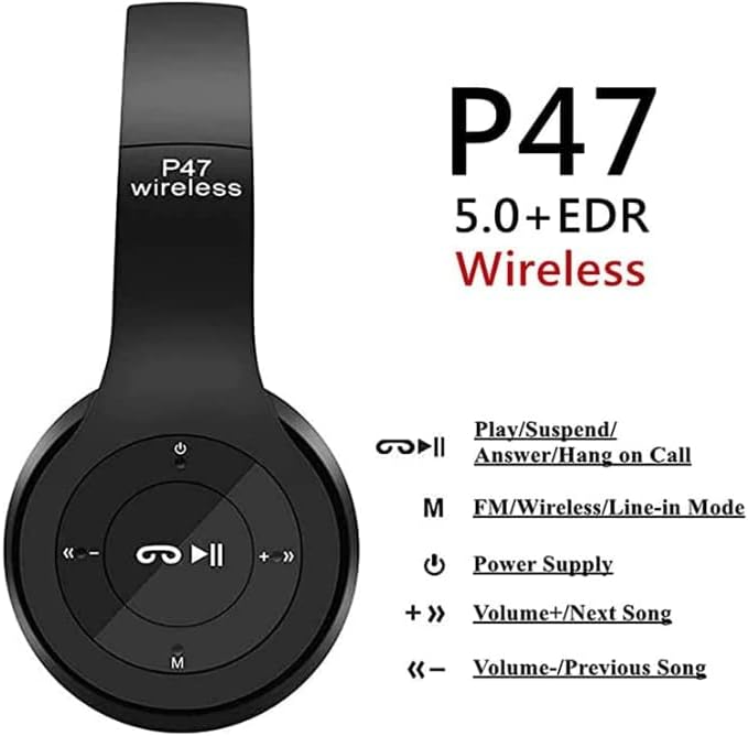 Wireless Bluetooth 5.0 Headphones Headset Over-Ear FM Radio MIC - Image 3