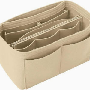 Felt-lined Multi-compartment Cosmetic Organizer With Zipper