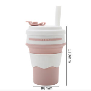 Silicone Water Cup Folding Cup Suction Tube Cup Portable Coffee Cup