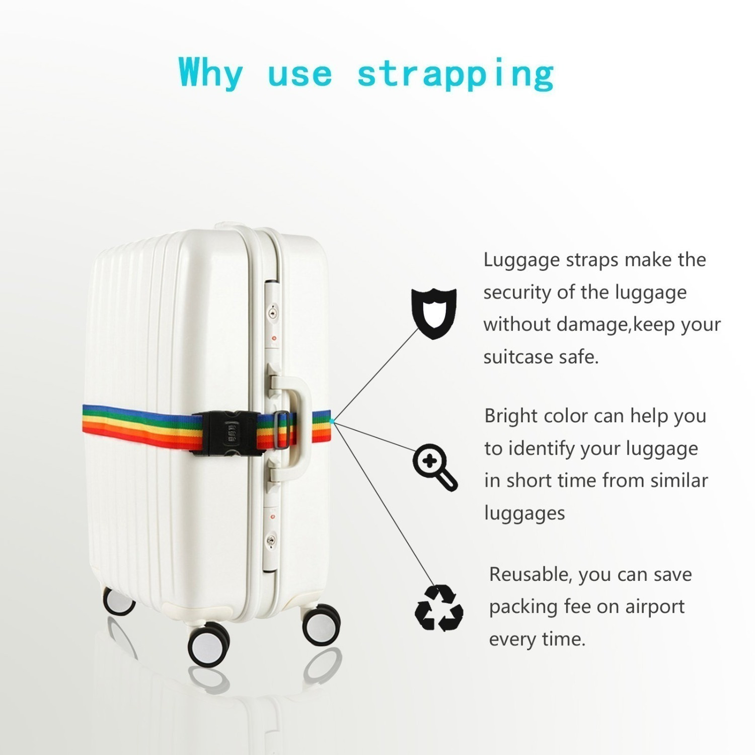 Set Of 2 Colored Luggage Straps With TSA Lock + 2 Orange Luggage - Image 5
