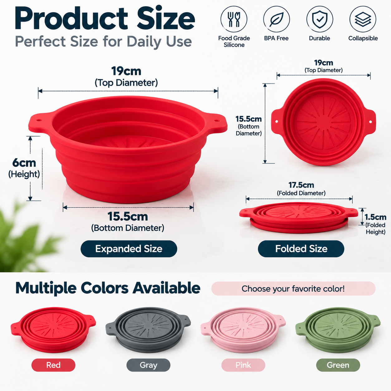 Collapsible Silicone Bowl Portable Foldable Food Container Travel - Image 5