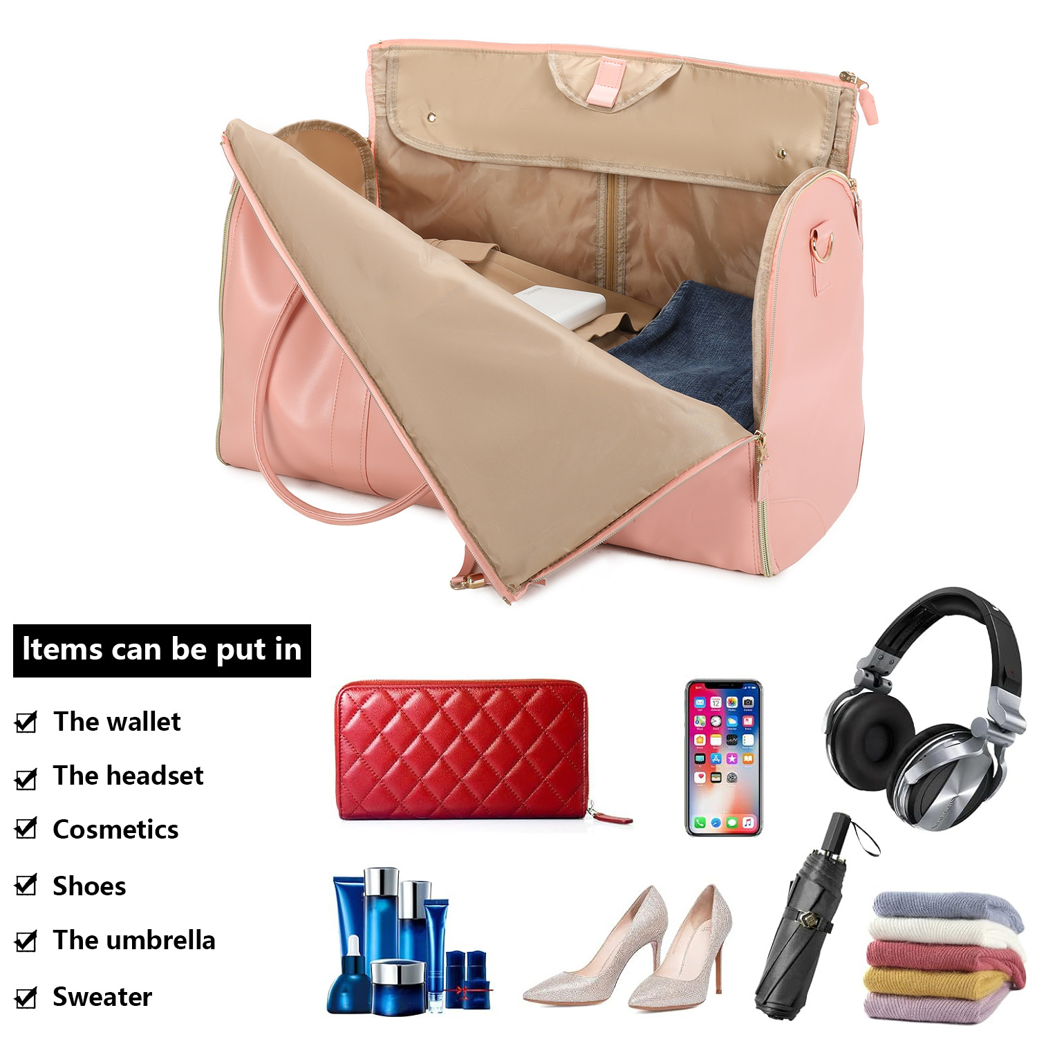 Travel Bag Clothing Storage BagPU Travel Gym Bag Foldable - Image 5