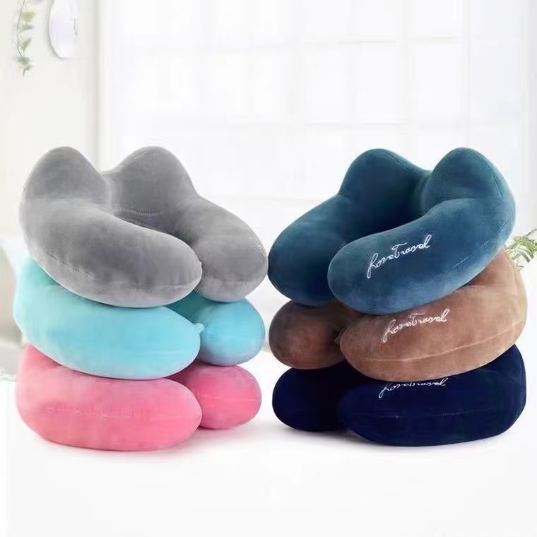 Embroidered Memory Foam U Shaped Neck Pillow Raised Side Support - Image 4