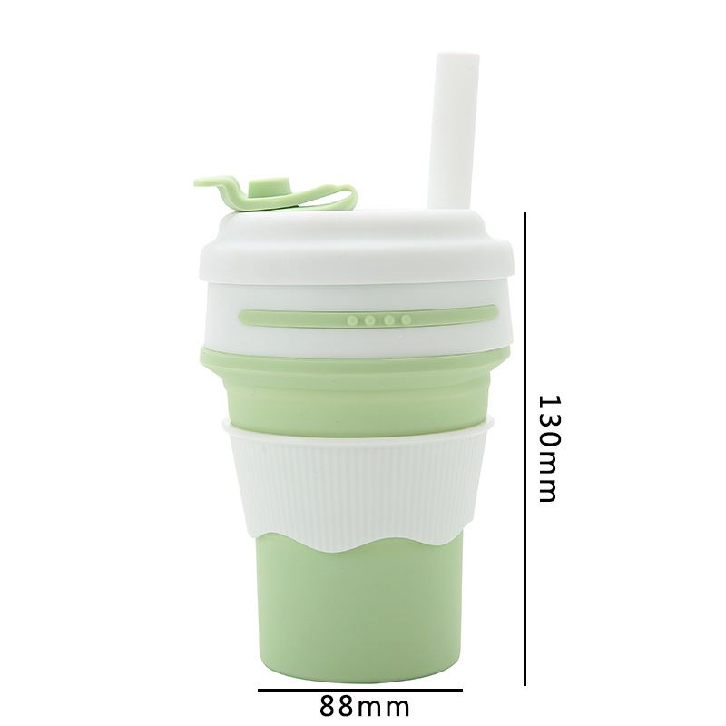 Silicone Water Cup Folding Cup Suction Tube Cup Portable Coffee Cup - Image 5