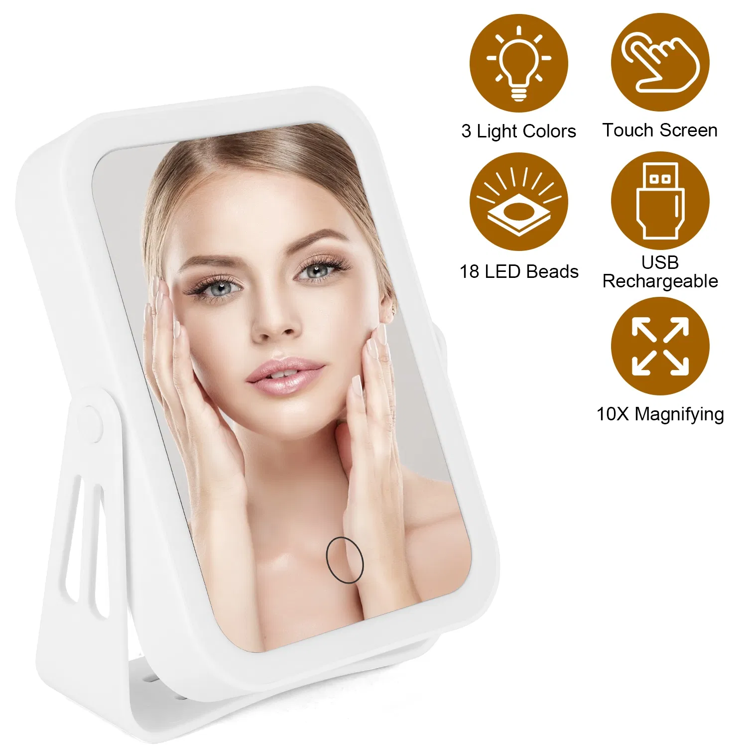 10X Magnifying LED Travel Makeup Mirror, 3 Light Modes Double-Sided - Image 6