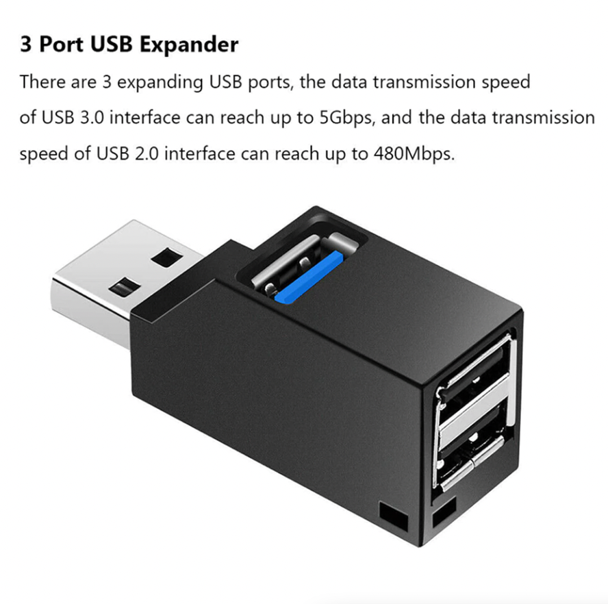 2 Pcs 3 Port USB 3.0 Hub Portable High Speed Splitter Box For PC - Image 2