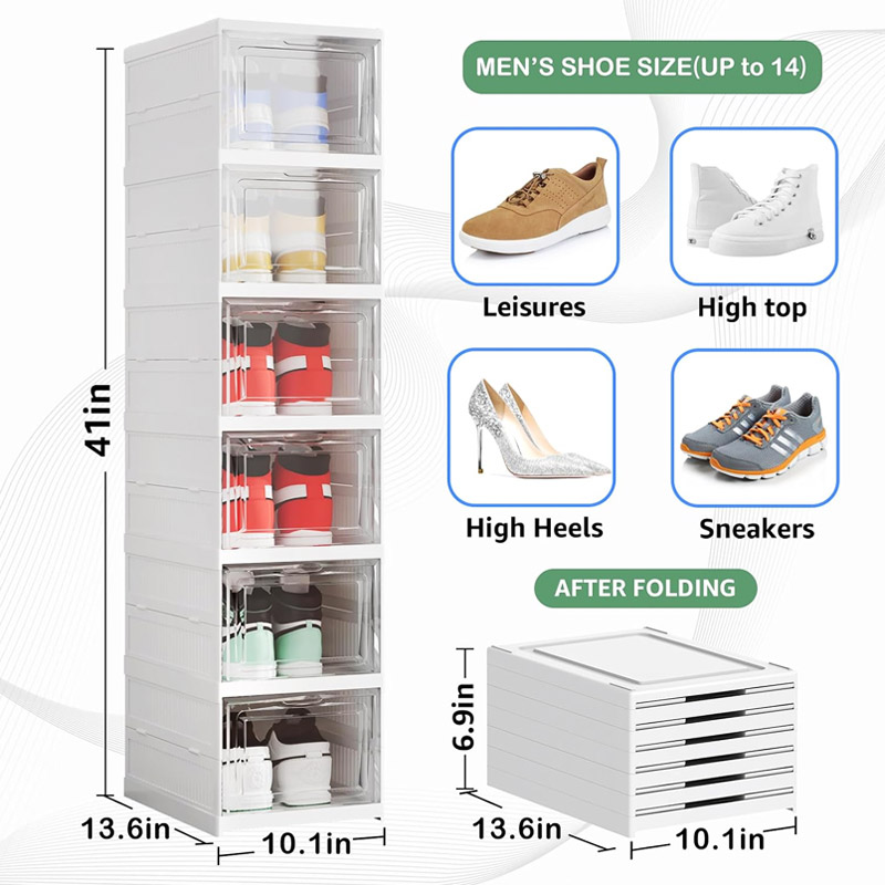 Shoe Box Shoe Storage Organizer Foldable Sneaker Boxes Collapsible - Image 3