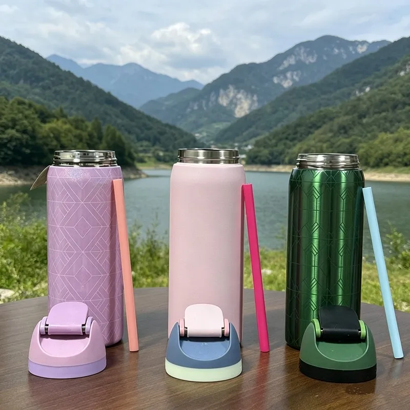 304 stainless steel outdoor sports water bottle, portable and - Image 3