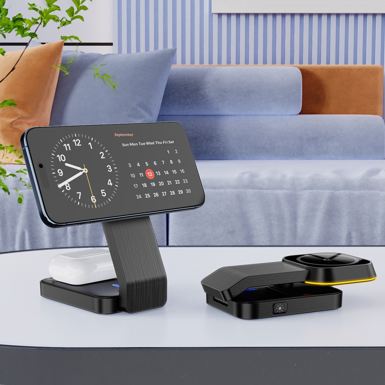 Foldable Magnetic Suction Three-in-One Wireless Charger - Image 2