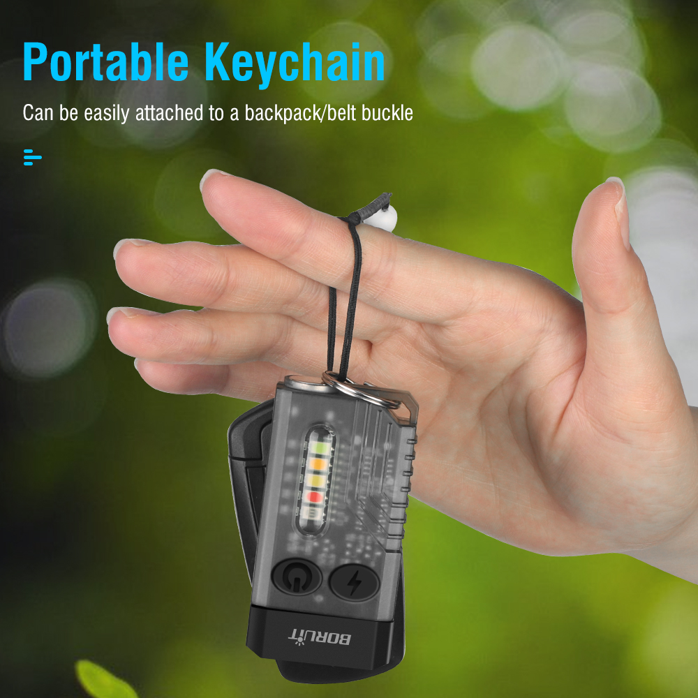 BORUiT V10 EDC Keychain Flashlight Type-C Rechargeable Lamp Camping - Image 6