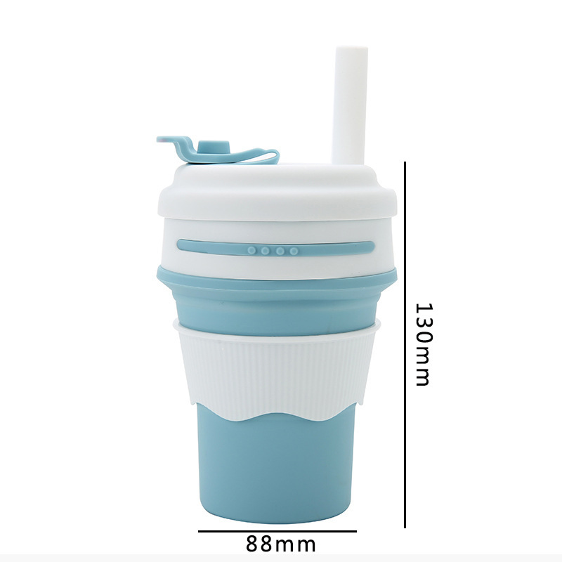 Silicone Water Cup Folding Cup Suction Tube Cup Portable Coffee Cup - Image 2