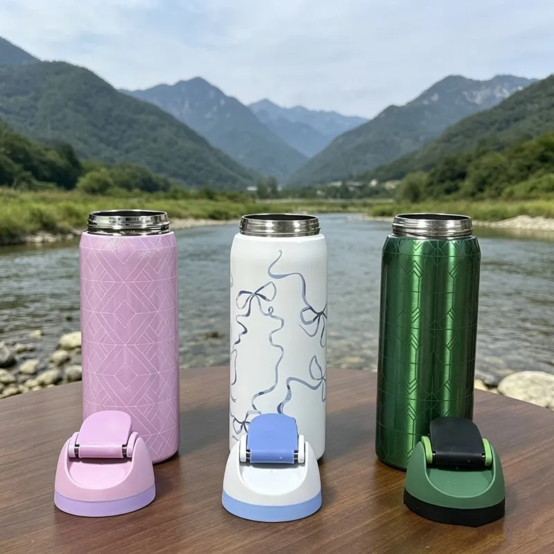 304 stainless steel outdoor sports water bottle, portable and - Image 2