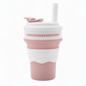 Silicone Water Cup Folding Cup Suction Tube Cup Portable Coffee Cup