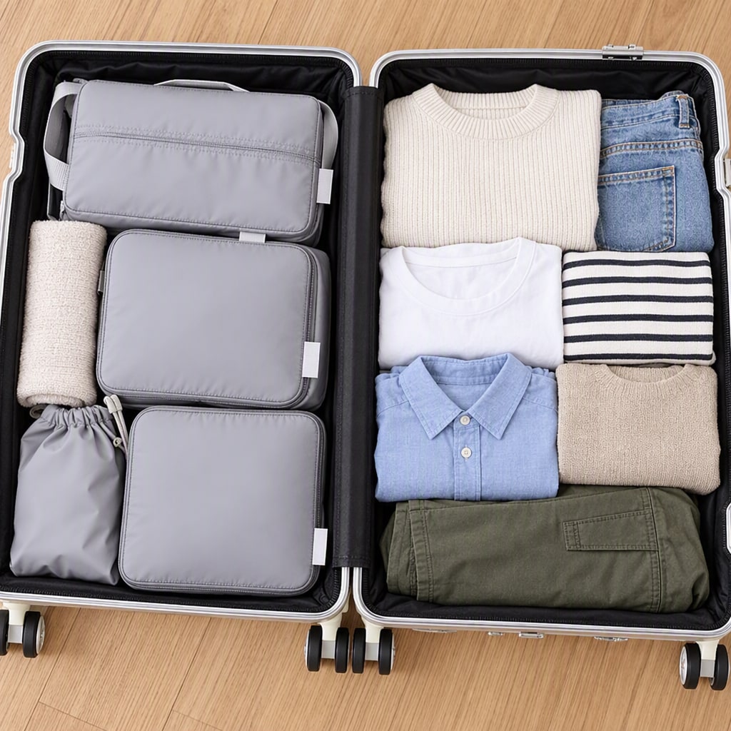 Compressible Travel Storage Bags Set - 6-Piece Luggage Organizers - Image 4