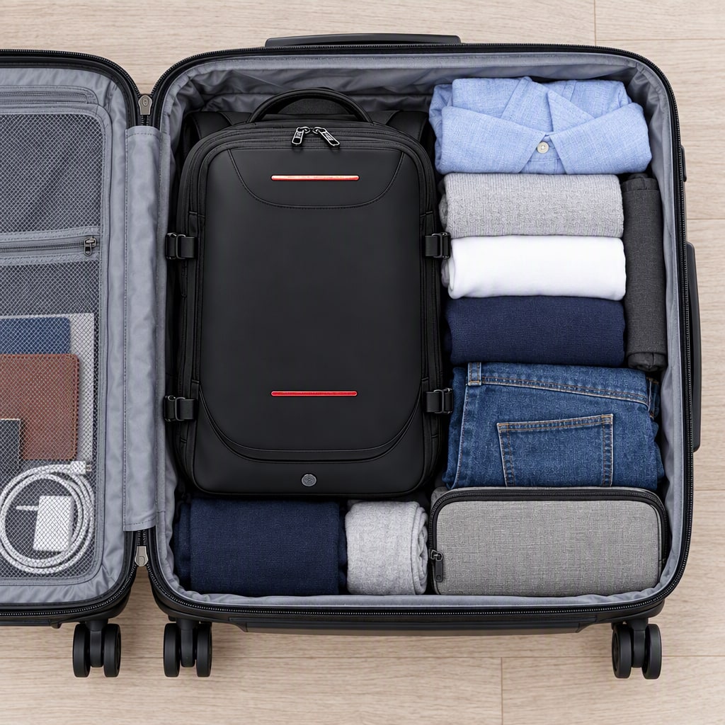 Expandable Duffel Bag Mens Vacuum-Compression High-Capacity Travel - Image 4