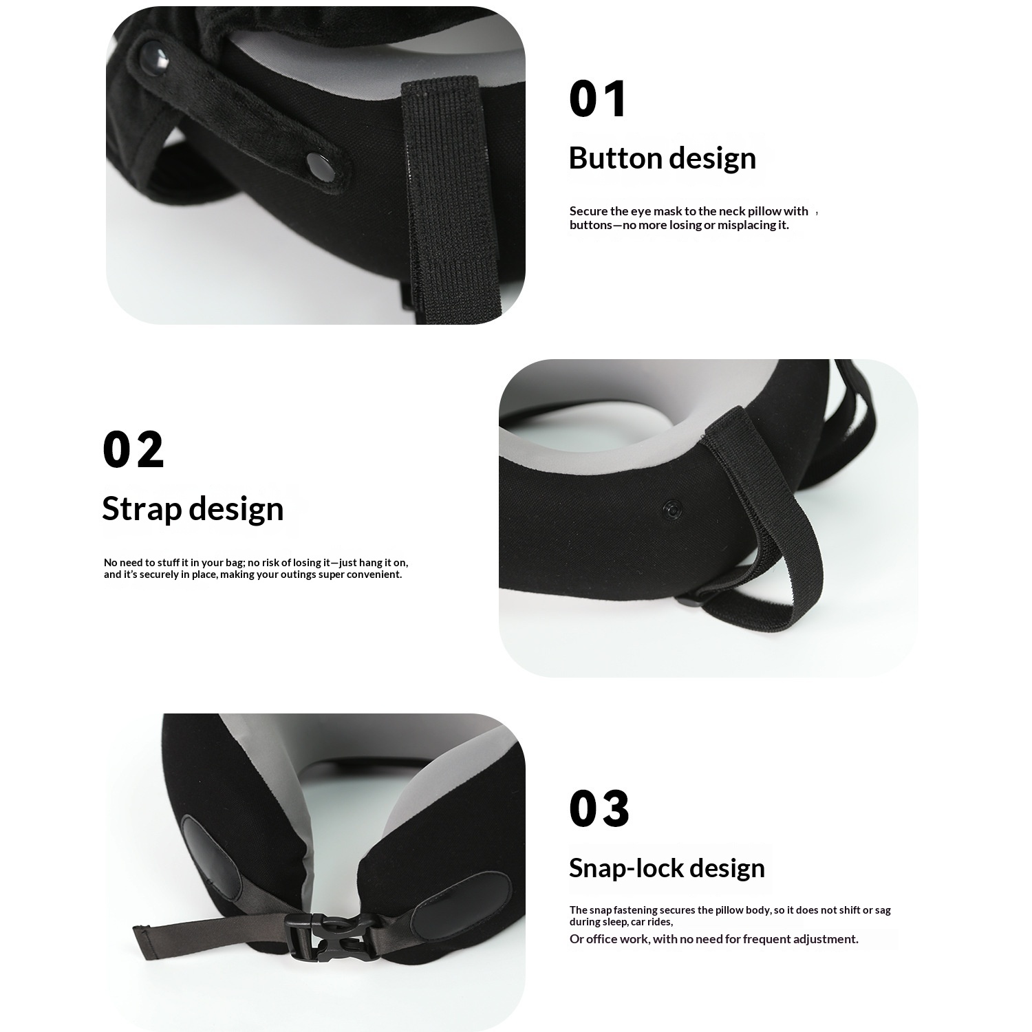 Travel Set With Eye Mask Earplugs And Neck Pillow - Image 3