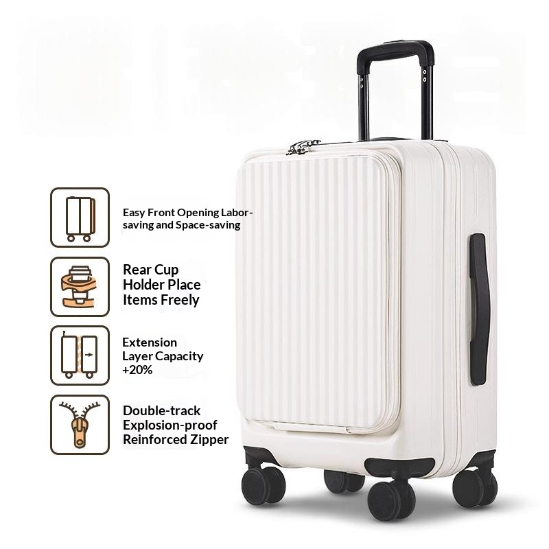 Pearl White--New Side-Opening Expandable 20-Inch Carry-On Rolling - Image 2