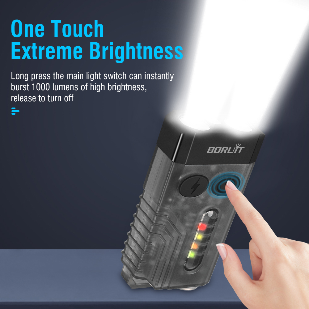 BORUiT V10 EDC Keychain Flashlight Type-C Rechargeable Lamp Camping - Image 3