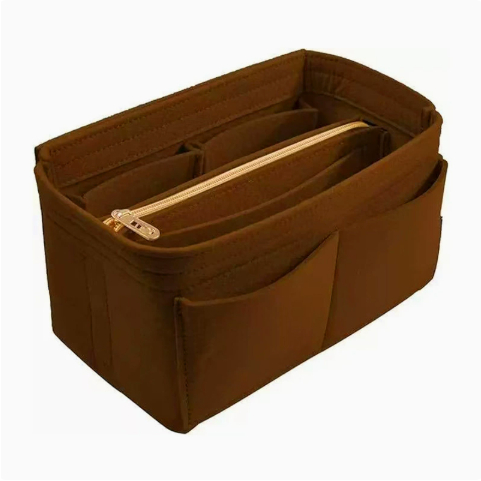 Felt-lined Multi-compartment Cosmetic Organizer With Zipper - Image 5