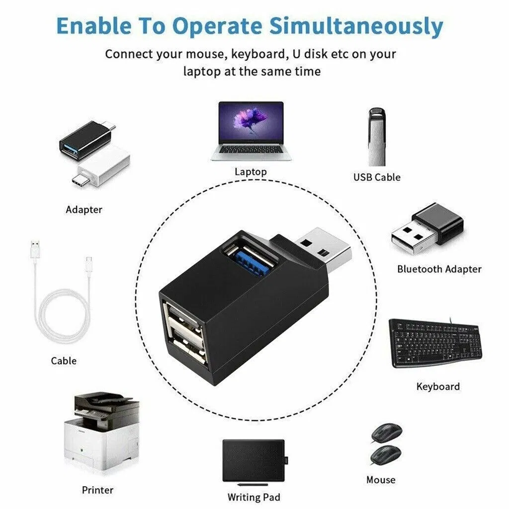 2 Pcs 3 Port USB 3.0 Hub Portable High Speed Splitter Box For PC - Image 8