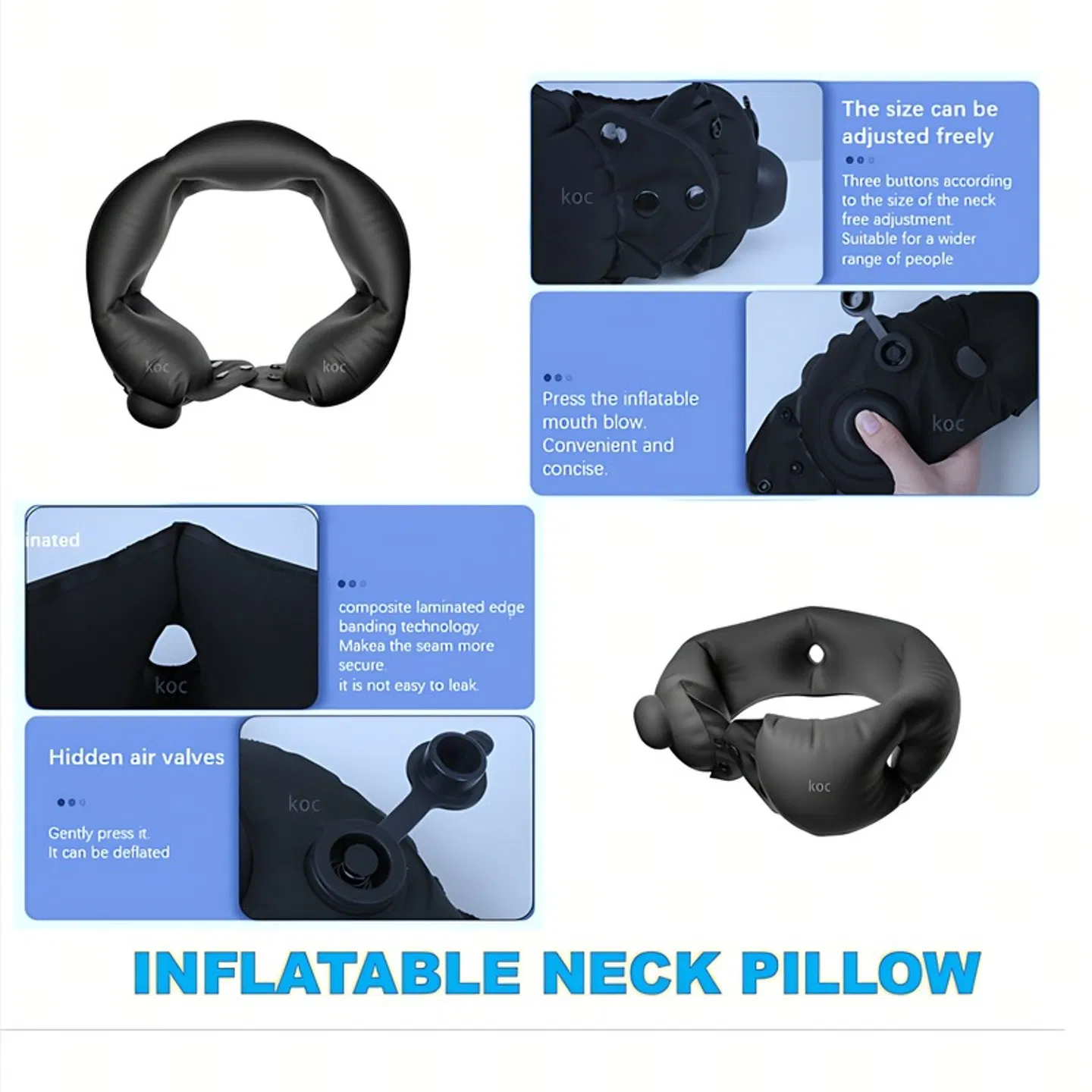 Inflatable neck pillow, adjustable in softness, made of - Image 2