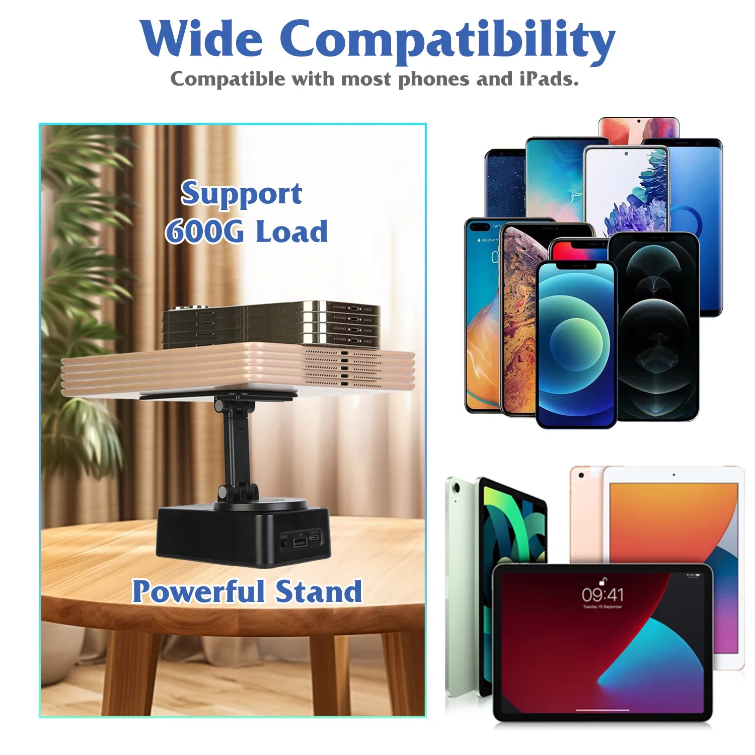 1Pc 4 In 1 Foldable Wireless Speaker Phone Stand With Power Bank - Image 11