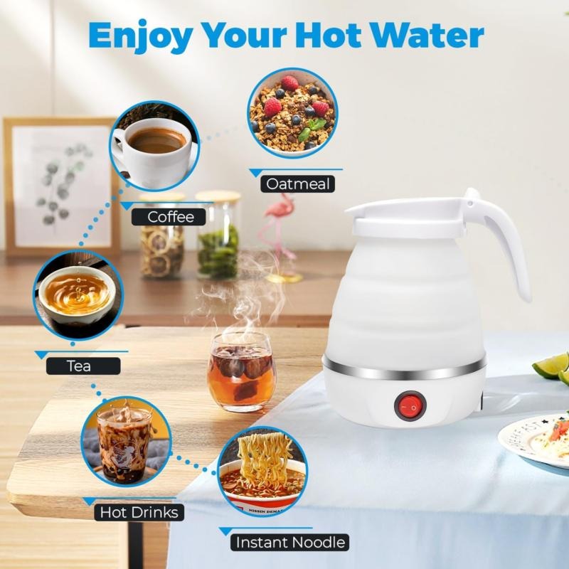 600ml Collapsible Travel Electric Water Kettle Folding Camping - Image 3