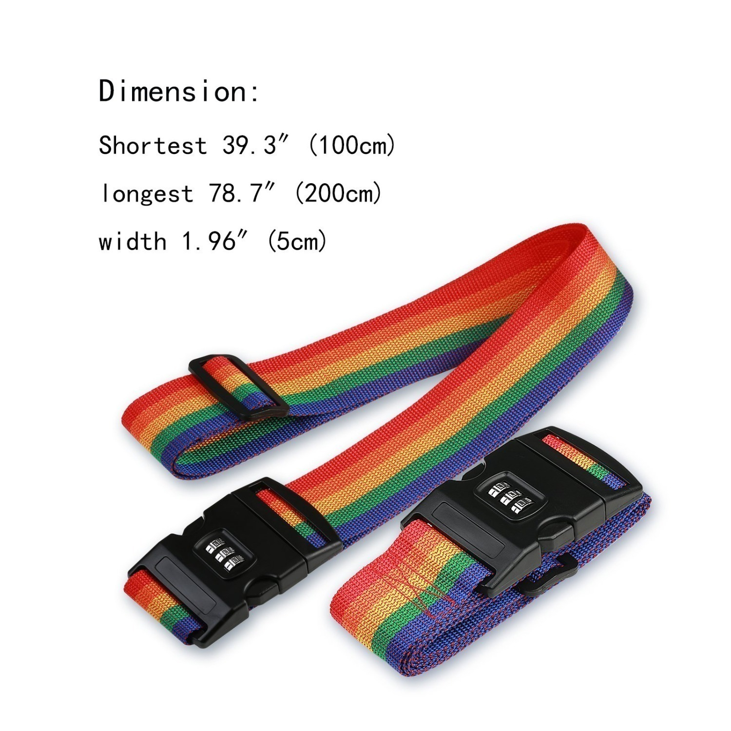 Set Of 2 Colored Luggage Straps With TSA Lock + 2 Orange Luggage - Image 4