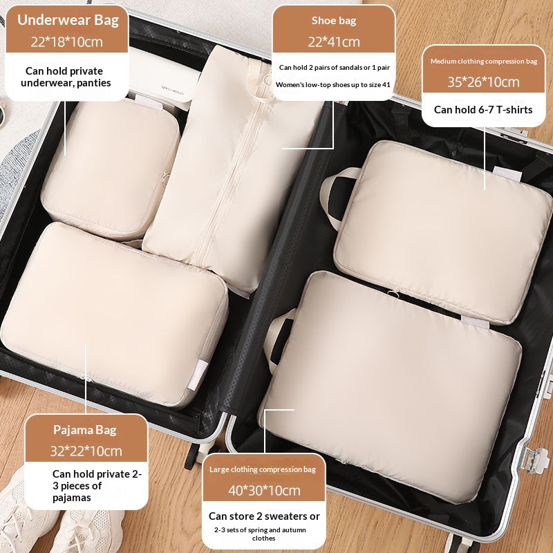 Compressible Travel Storage Bags Set - 6-Piece Luggage Organizers - Image 7