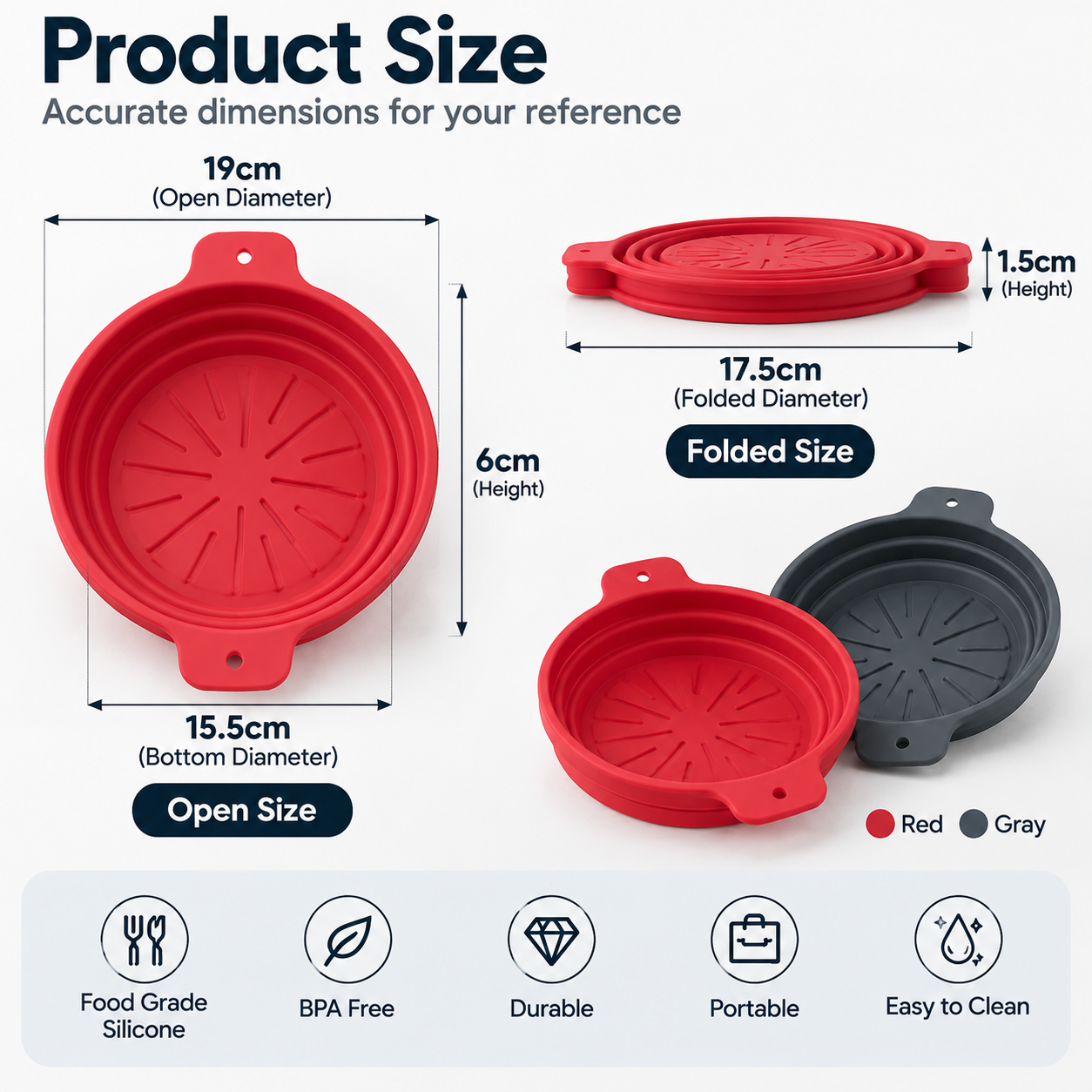 Collapsible Silicone Bowl Portable Foldable Food Container Travel - Image 2