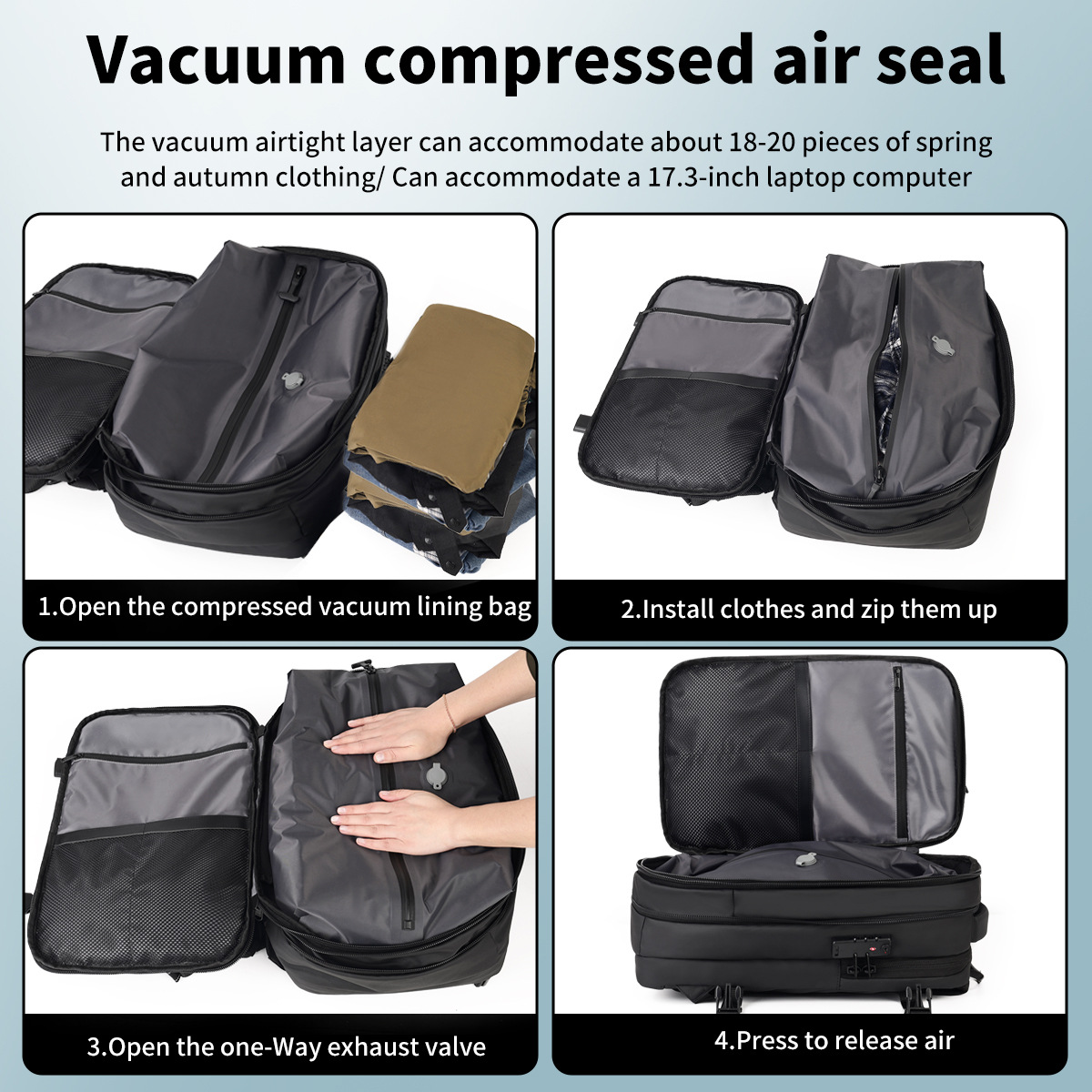 Large-capacity Compression Backpack With USB Charging For Short - Image 12
