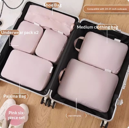 Compressible Travel Storage Bags Set - 6-Piece Luggage Organizers - Image 8