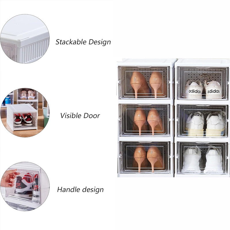 Shoe Box Shoe Storage Organizer Foldable Sneaker Boxes Collapsible - Image 4