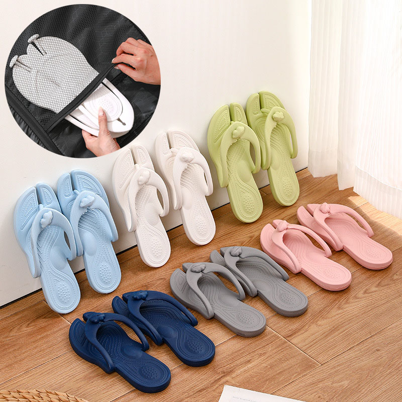 Folding Travel Slippers, Portable Flip-Flops