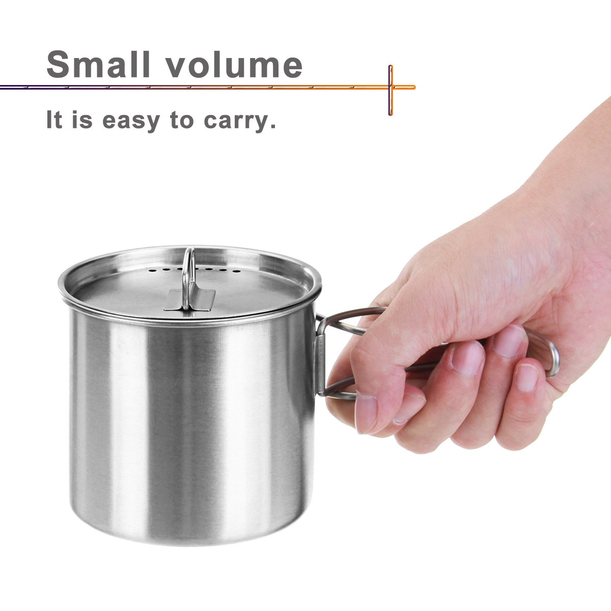 Stainless Steel Mug with Folding Handles - Image 3
