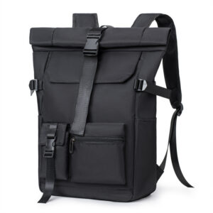 Roll-Top Nylon Backpack