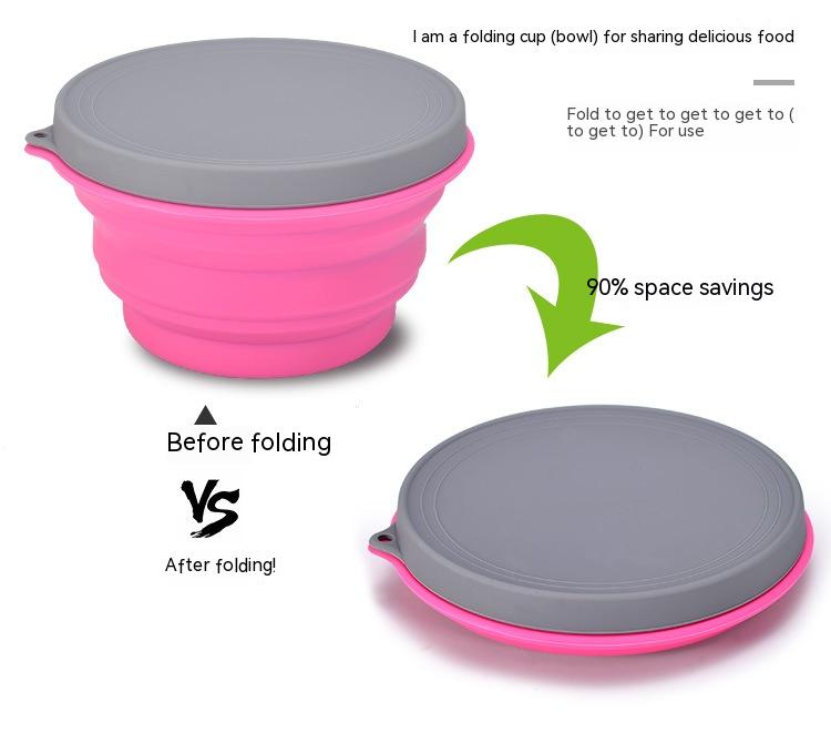 Collapsible Silicone Lunch Bowl with Lid detail 1