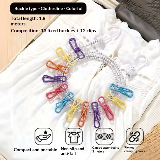 Travel Clothesline with Clips, 1.8 m detail
